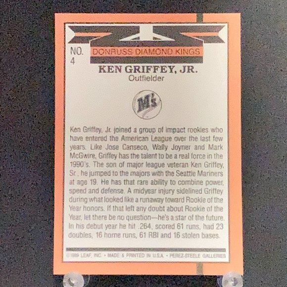 1989 Diamond Kings Ken Griffey Jr. Baseball Card!! - Picture 2 of 2